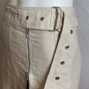 Lida Baday vintage fit and flare lined linen midi with wide self belt